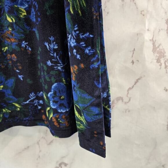 Maeve Dress Womens XS Blue Floral Velvet Midi Keyhole Constance Slit - Picture 5 of 13